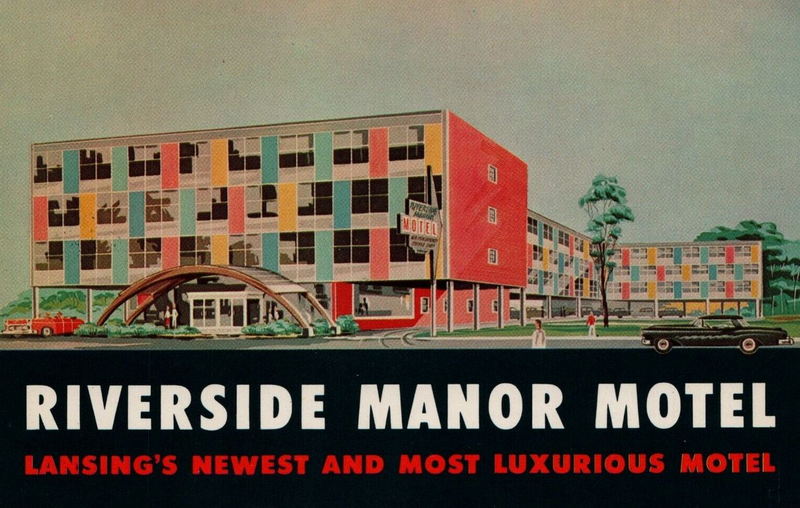 Riverside Motor Inn (Deluxe Inn, Riverside Manor) - Vintage Postcard - Nice